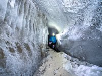 Ice cave in the Longyaerbreen glacier. - photo by @Vojta Moravec